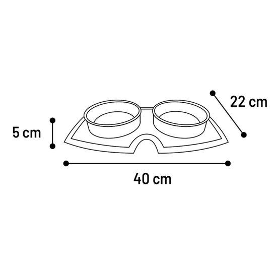 Bol doble de acero inoxidable con tapete de silicona Flamingo