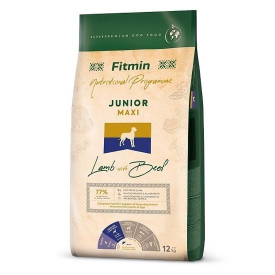 Termin ważności 8.7. 2026: Fitmin Dog Maxi Junior Lamb With Beef 12 kg