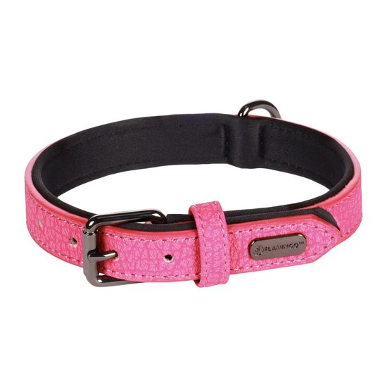 Leather collar Flamingo Leza pink