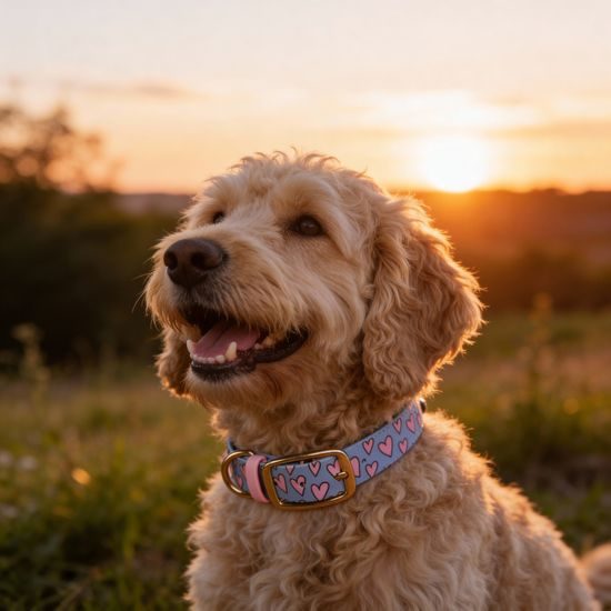 Collar Bura azul lavanda corazón
