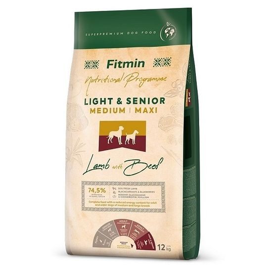 Termin ważności 19.6. 2026: Fitmin Dog Medium/Maxi Light Senior Lamb With Beef 12 kg