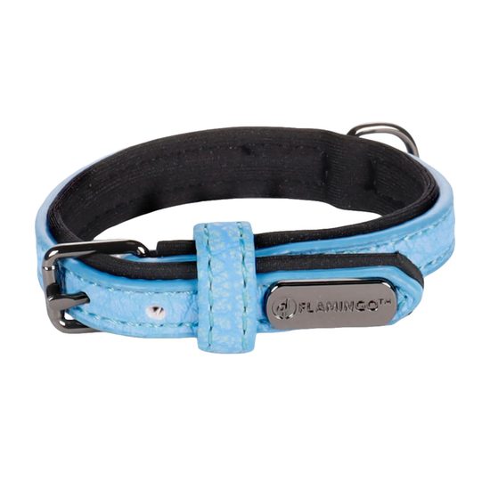 Leather collar Flamingo Leza blue