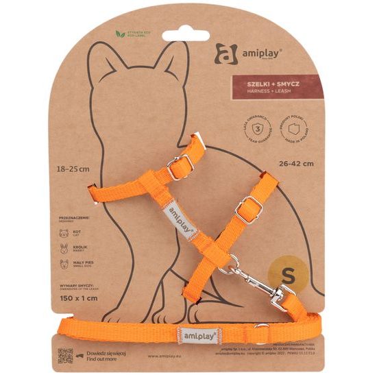 Amiplay Kšíry pro kočku s vodítkem Samba Oranžové