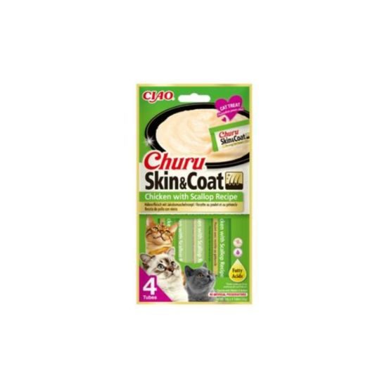 Churu Cat Skin&Coat Chicken with Scallop Recipe 4x14g