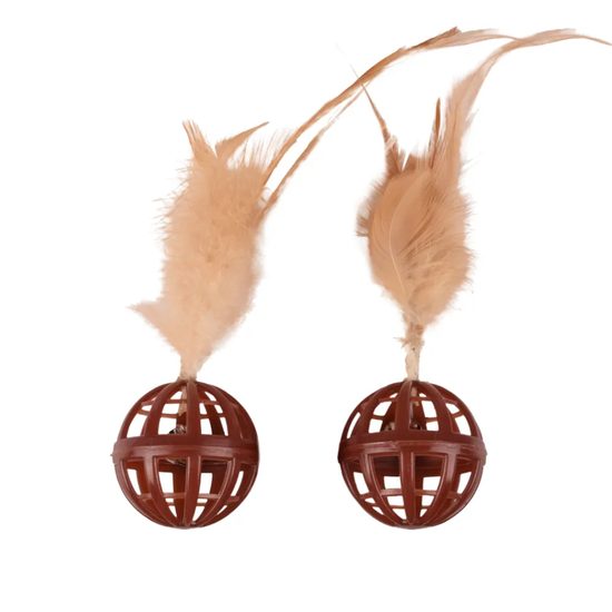 Bola perforada con pluma y cascabel Flamingo, 2pcs