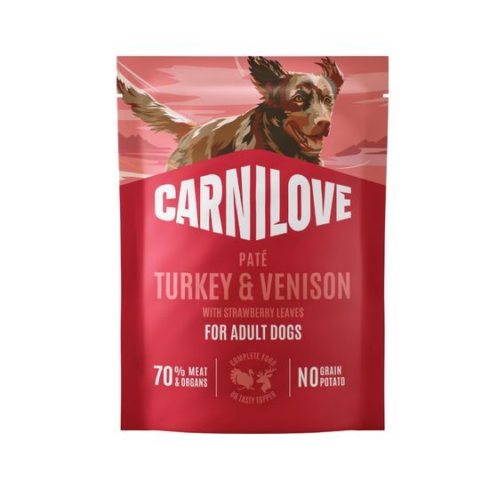 Carnilove Dog Pouch Paté Turkey & Venison + Strawberry Leaves 300 g