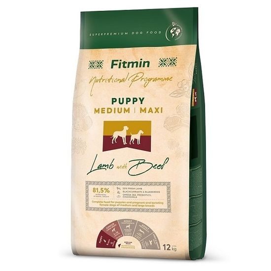Fitmin Dog Medium/Maxi Puppy Cordero con Ternera 12 kg
