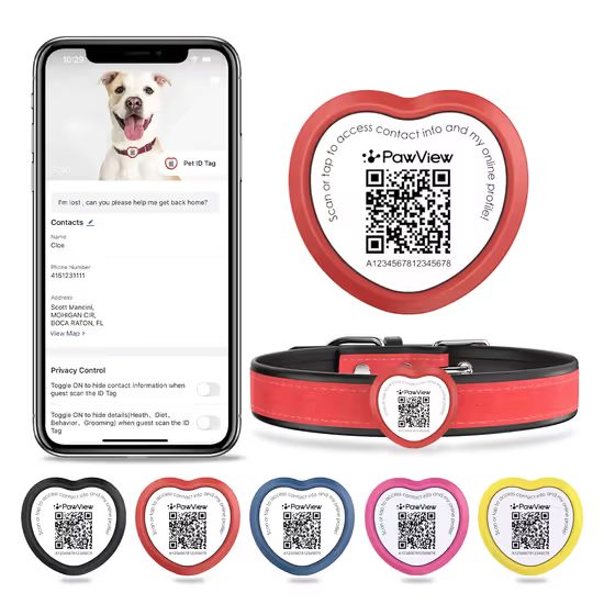 PawView chytrá známka pro psy a kočky srdce