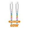 Datový kabel ALIGATOR POWER 3A 65W, USB-C/USB-C, 0,5m svítící