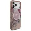 Obal / kryt na Apple iPhone 17 Pro Max MagSfe růžový - Flowers with Pearl Strap GUESS
