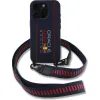 Obal / kryt na Apple iPhone 16 Pro modrý - Red Bull Silicone Vertical Logo MagSafe + Crossbody Popruh
