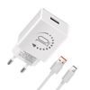 Cestovní nabíječka USB-A 10W + USB-A/USB-C Kabel 1m, bílá - OBAL:ME