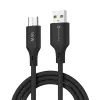 Datový kabel USB A / Micro USB QC3.0 2,4A 18W 1m silikonový černý - FORCELL