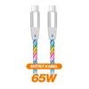 Datový kabel ALIGATOR POWER 3A 65W, USB-C/USB-C, 1,2m svítící
