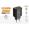 Aligator POWER DELIVERY 20W, USB + USB-C, čierna