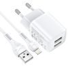 Nabíječka 2.4A 2xUSB s Lightning kabelem 1m bílá - HOCO N4 - NEO