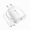Cestovní nabíječka Forcell vstup USB C s kabelem Typ C - 3A 25W s funkcí PD a QC 4.0