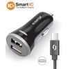 Nabíjačka do auta 3,4A, 2xUSB, smart IC, čierna, USB-C kábel - Aligator