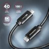 Datový/nabijecí kabel USB-C - USB-C, 1m, USB4 Gen 3×2, PD 100W 5A, 8K HD, ALU, oplet