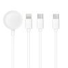 Kabel 3v1 USB Typ-C / Lightning 8-pin / Apple Watch - USB Typ-C - bílý