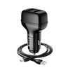 Nabíječka do auta 2x USB / 2,4A + kabel USB-C / černá - HOCO Z36