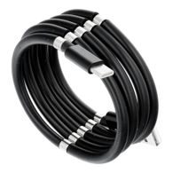 Kabel USB typ C 2,4A s magnety černý 1m