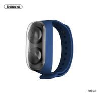 Bezdrátová stereo sluchátka REMAX TWS-15 s dokovací stanicí modré