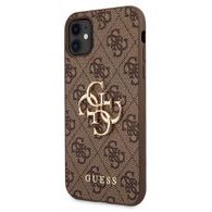 Obal / kryt na iPhone 11, hnědý Guess Big 4G Metal Logo Hard Case