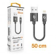 Dátový kábel USB/Lightning 0,5 m čierny nylonový - Aligator