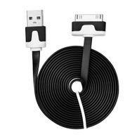 Plochý kábel USB pre Apple Iphone 3 / 3G / 3Gs / iPhone 4 / 4G, 2 m, čierny