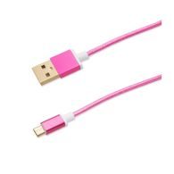 Micro USB adatkábel fonott rózsaszín