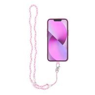 Telefon medál CRYSTAL DIAMOND 74cm - rózsaszín gyöngyökkel