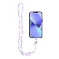 Přívěsek na telefon CRYSTAL DIAMOND 74cm - fialové korálky