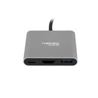 Multifunkční adaptér Fowler MINI USB-C PD, USB 3.0, HDMI 4K - Natec