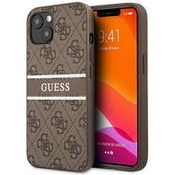 Obal / kryt na Apple iPhone 13 Mini hnědý - Guess PU 4G Printed Stripe