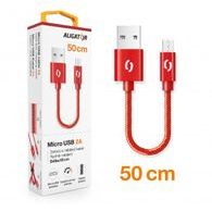 USB / Micro USB adatkábel 0.5m piros nejlon - Alligator