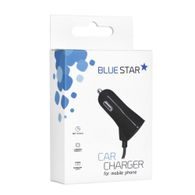 Nabíječka do auta s pevným USB-C kabelem + USB port 3A černá - Blue Star