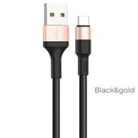 Kabel USB / USB-C 1m černo-zlatý - HOCO
