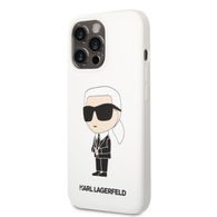 Obal / kryt na Apple iPhone 13 Pro bílý - Karl Lagerfeld Liquid Silicone Ikonik NFT