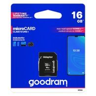 GOODRAM microSD 16GB memóriakártya adapterrel