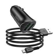 Nabíječka do auta 18W s kabelem 2xUSB / micro USB Z39 černá - HOCO