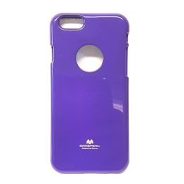 Obal / kryt na Apple iPhone 6 / 6S fialový (otvor pro logo) - JELLY