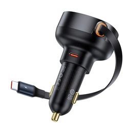 Autonabíječka USB-C QC4.0 + 70cm navíjecí kabel USB-C PPS PD3.0 60W černá - Baseus Enjoyment PRO