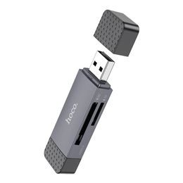 Čtečka karet 2v1 USB A + typ C 2.0 kovově šedá - HOCO