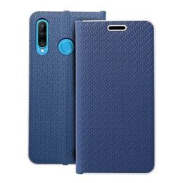 Puzdro / obal pre Huawei P30 Lite modré - kniha Forcell LUNA Carbon