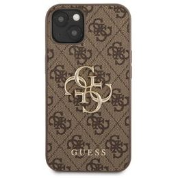 Obal / kryt pre Apple iPhone 13, hnedé Guess Big 4G Metal Logo Hard Case