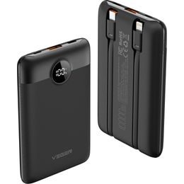 Powerbanka 10000mAh PD QC3.0 22.5W s USB-C a Apple Lightning kabelem černá - VEGER C11