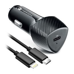 Nabíječka do auta Typ C 3.0 PD 3A 20W + kabel USB-C/Lightning černá - FORCELL