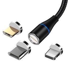 Magnetický datový kabel Lightning + USB-C + microUSB 1m 3A černý - Maxlife