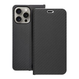 Pouzdro / obal na Apple iPhone 15 Pro Max černé - knížkové LUNA Book Carbon